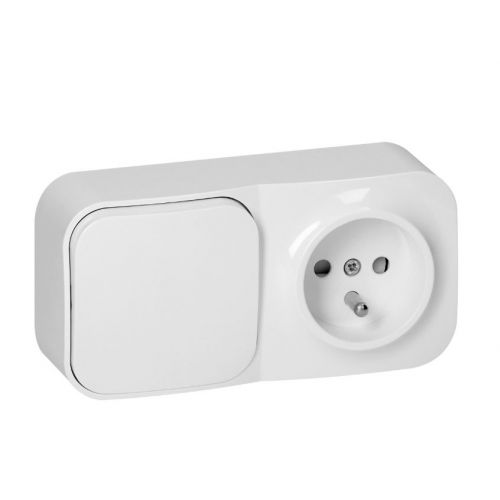 Łącznik natynkowy jednobiegunowy + Gniazdo pojedyncze ToDo IP20 2P+Z biały - 1[105].jpg